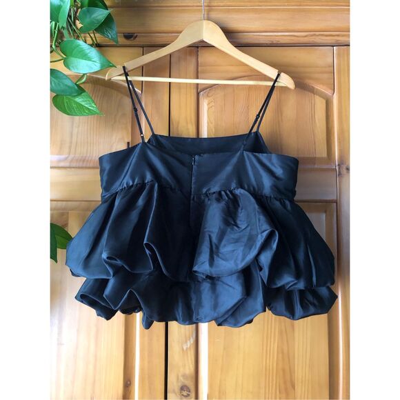 A New Day Women's Size L Tiered Taffeta Tank Top Black - Picture 7 of 12